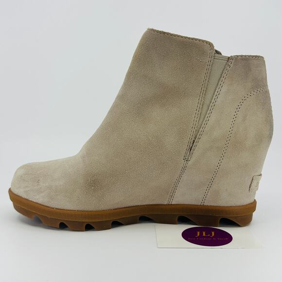 Sorel Womens Joan Of Arctic Wedge II Zip Soft Taupe Suede Ankle Booties Size 8.5 - Picture 8 of 11